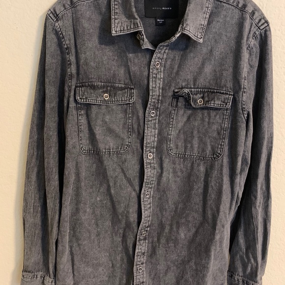Among Equals Gray Denim L/S Button Shirt Size S - Picture 4 of 6